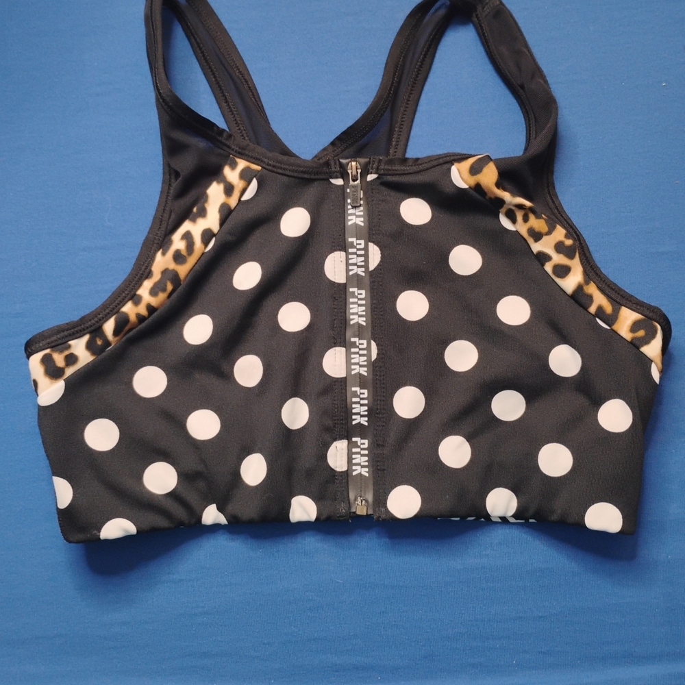 Victoria's Secret Black and White Polka Dot Sports Bra